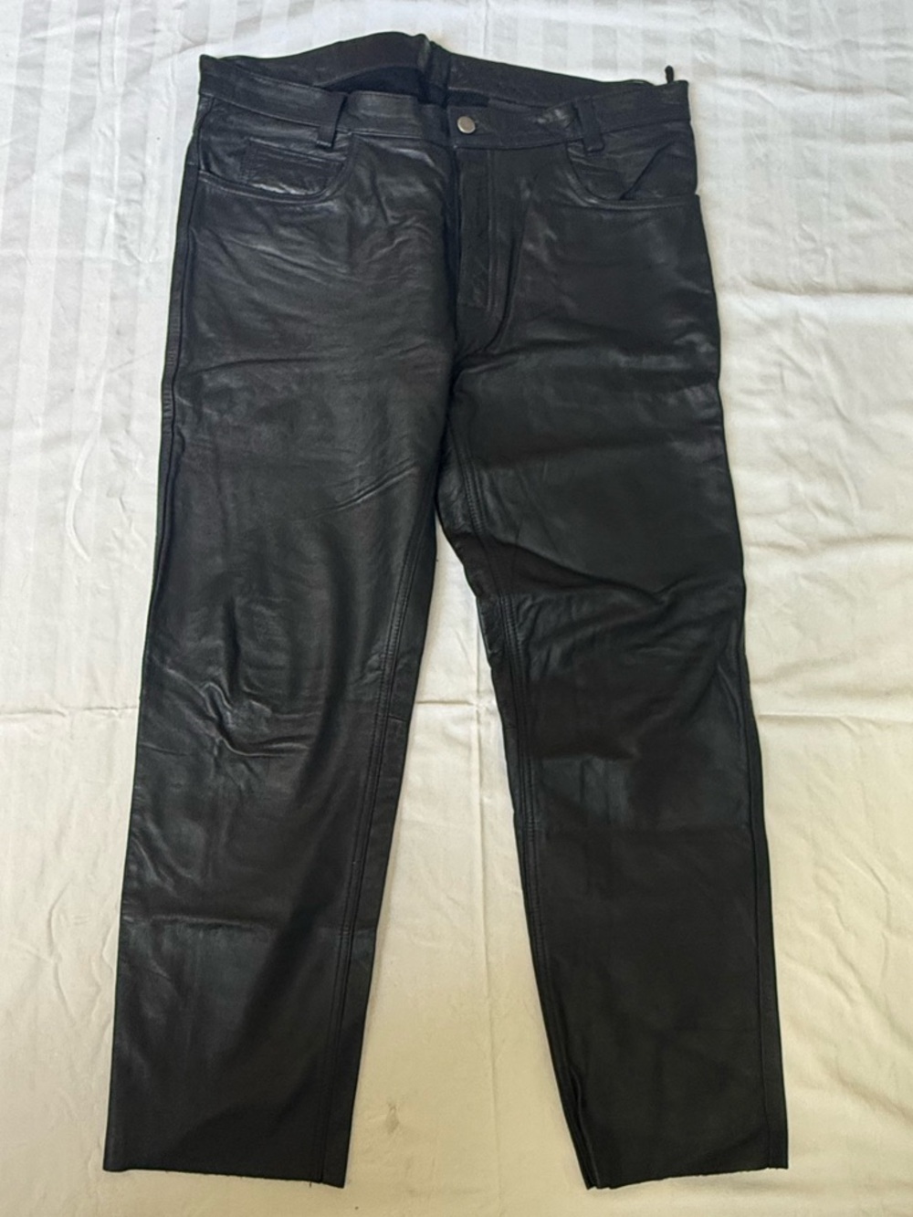 Barking Leather Classic Custom Black Men's Leather Pants Size 38